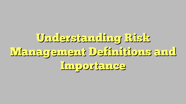 Understanding Risk Management Definitions and Importance